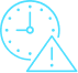 Ícono de un reloj con un símbolo de advertencia