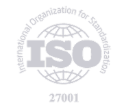 ISO 27001 certification logo from the International Organization for Standardization